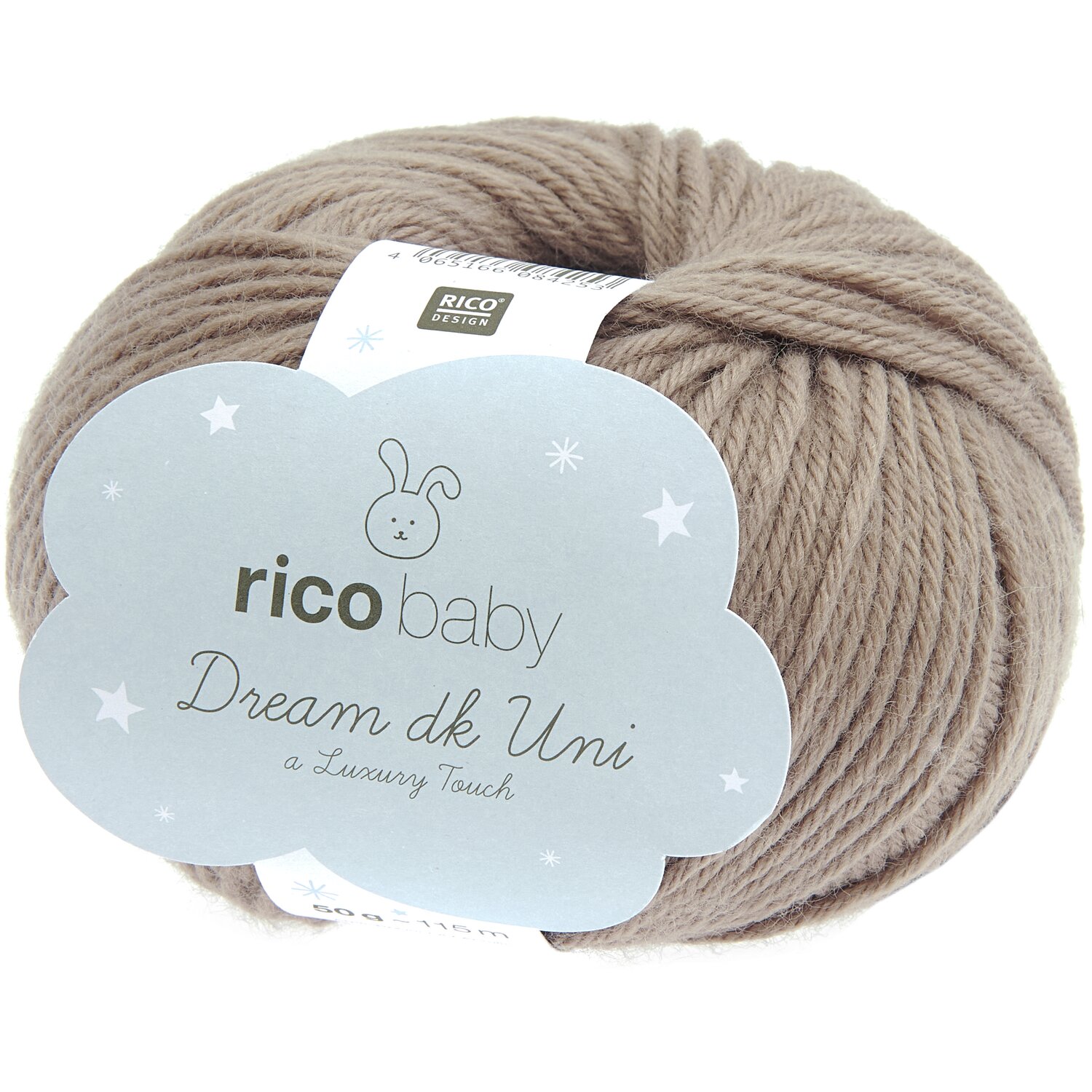 Rico Baby Dream dk uni - A Luxury Touch, weiches Garn in Nougat, ideal für Strickprojekte.