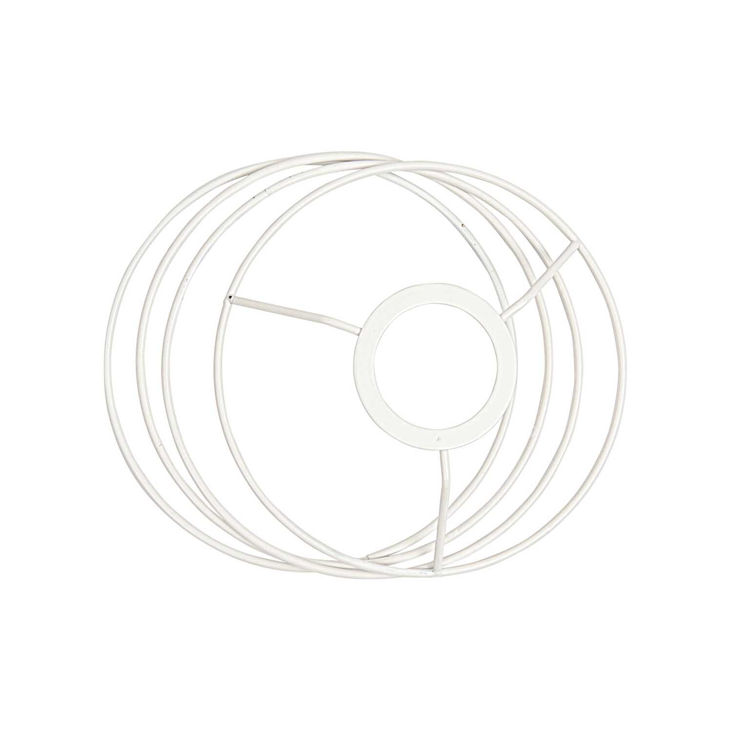 Lampenschirmring Set rund von Rico Design, bestehend aus mehreren weißen Metallringen in kreisförmiger Anordnung.