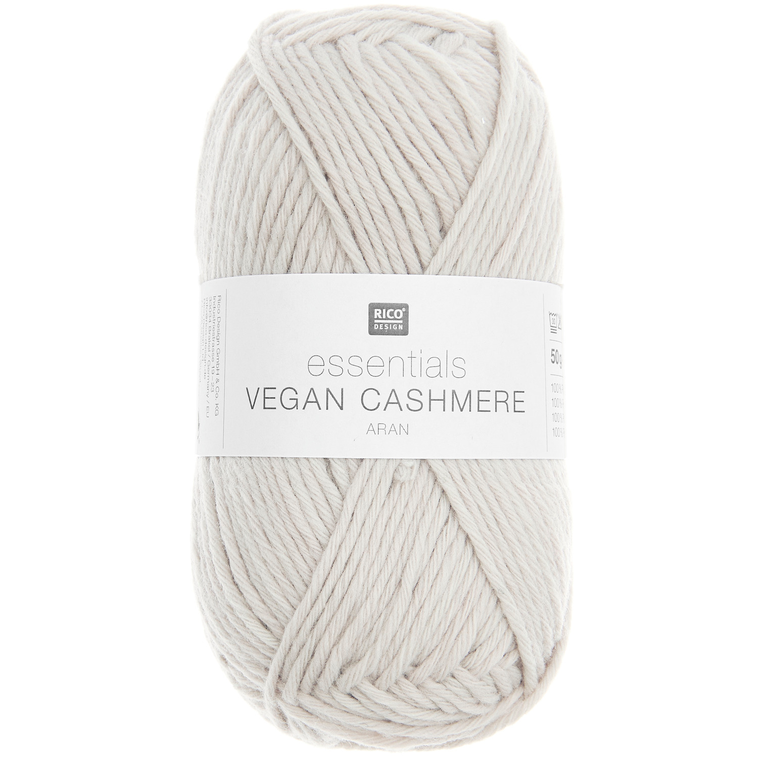 Essentials Vegan Cashmere aran, cremefarbenes Garn von Rico Design, ideal für Stricksets.