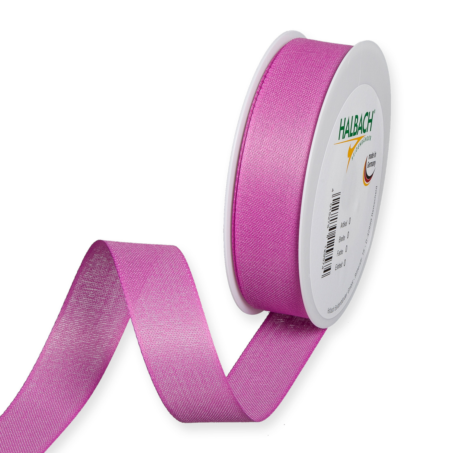 Dekoband in Baumwolloptik 25mm 5m, dunkelrosa, von Halbach, auf Rolle, ideal für kreative Projekte.