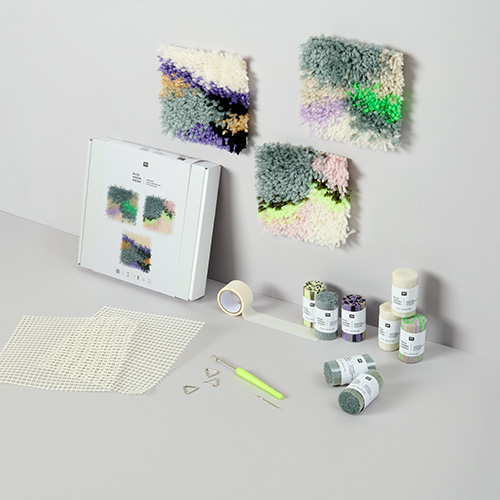 Knüpf-Set sowie Knüpfmaterial und fertige kleine geknüpfte Dekohäger