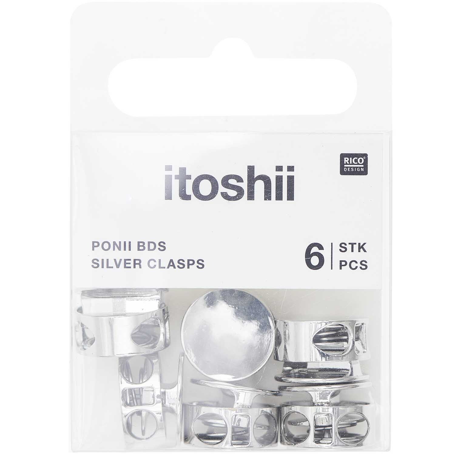 itoshii - Ponii Beads Verschlüsse Metall 14x9mm 6 Stück Farbe Silber von Rico Design