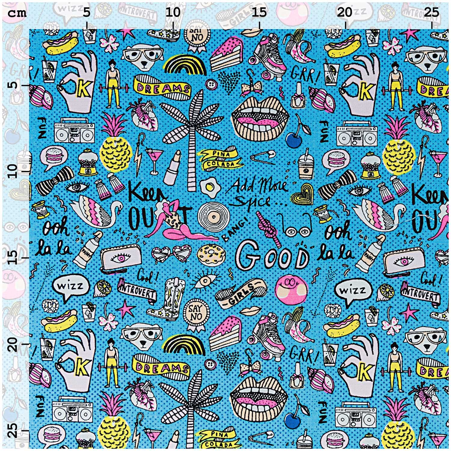 Stoff cool Girls blau-neon 140cm von Rico Design