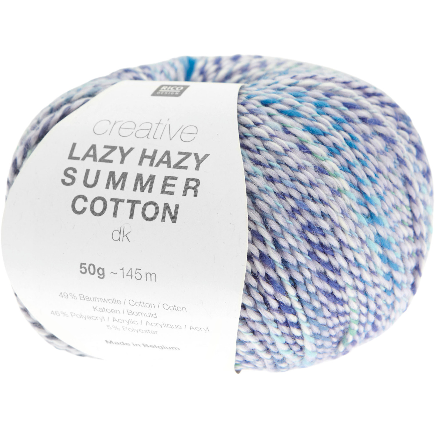 Creative Lazy Hazy Summer Cotton dk: Weiches Baumwollgarn in Violett von Rico Design, ideal für leichte Sommerprojekte.