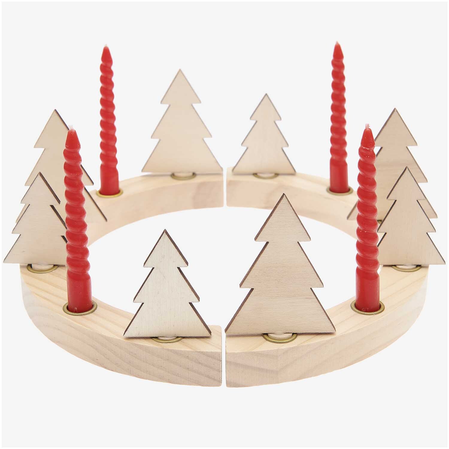 Adventskranzfiguren Tanne 8 Stück Farbe Natur von Rico Design