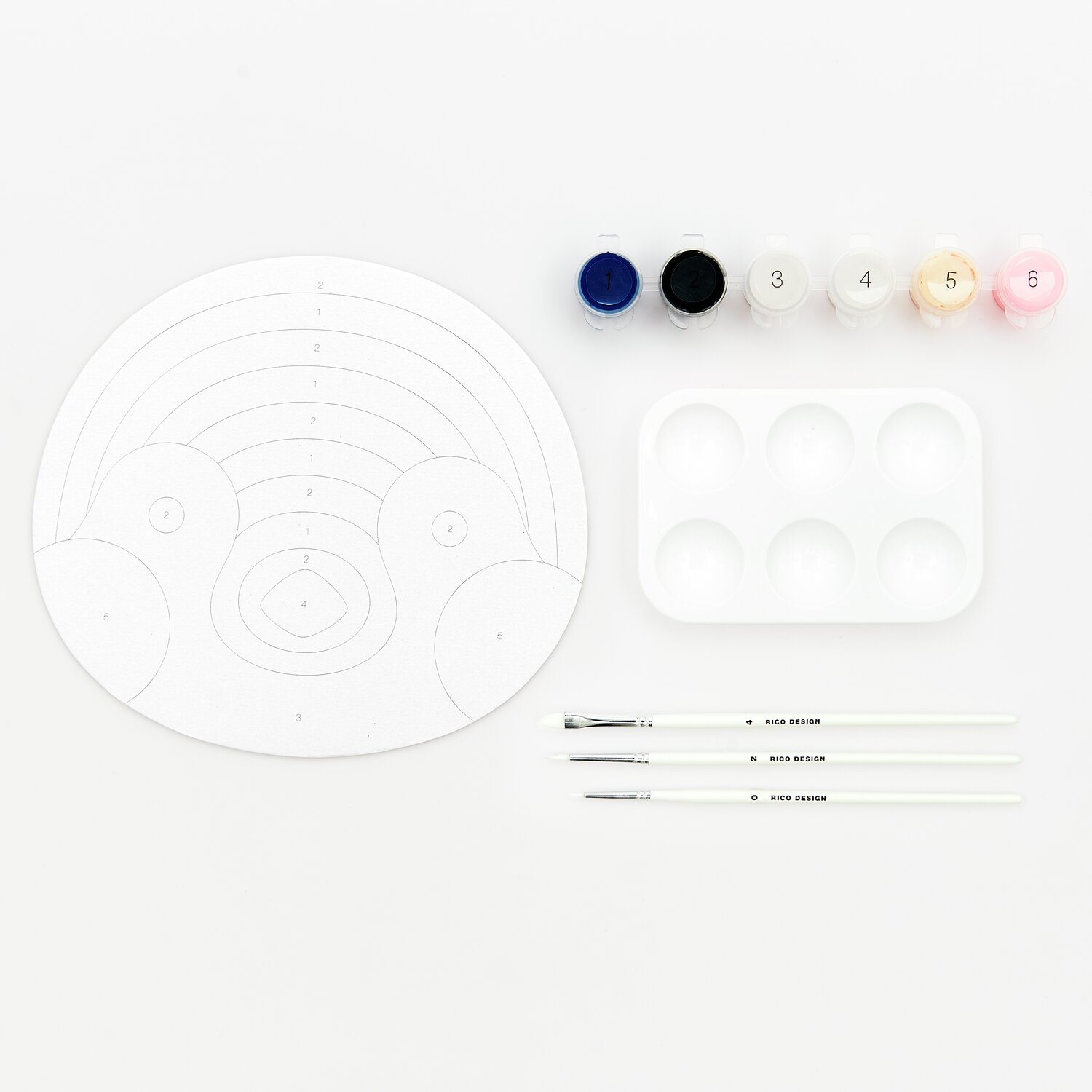 Malen nach Zahlen Pinguin: Set mit runder Leinwand, Pinseln und Farben von Rico Design. Ideal für kreative Projekte.