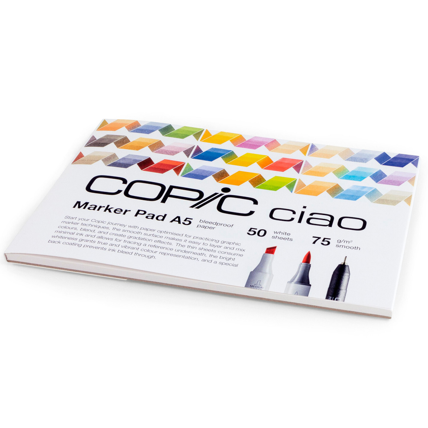 Ciao Marker Block DIN A5 zeigt einen ultraweißen Zeichenblock mit 50 Blatt, ideal für Künstler, von der Marke Copic.