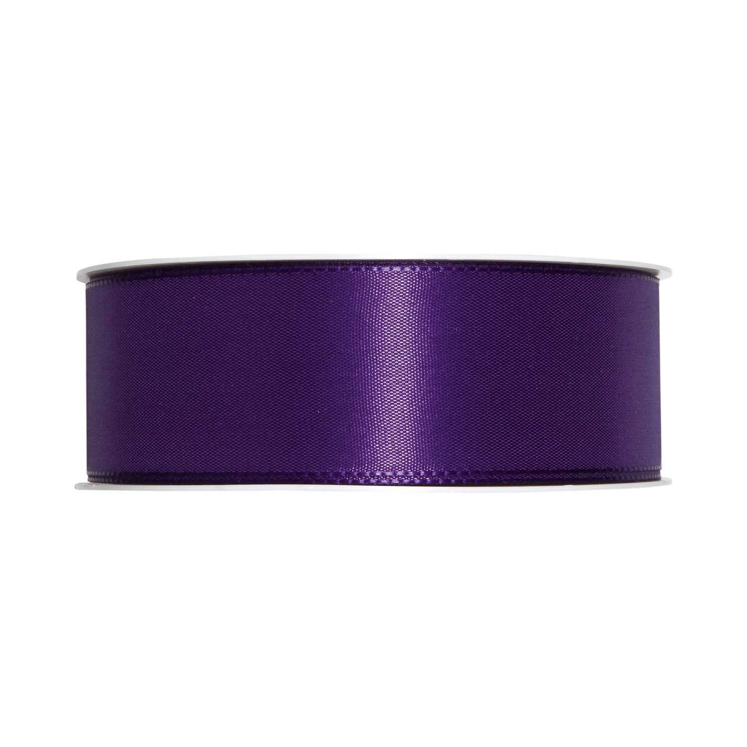 Taftband 40mm 5m in kräftigem Lila von Halbach, ideal für Dekorationen und Geschenkverpackungen.