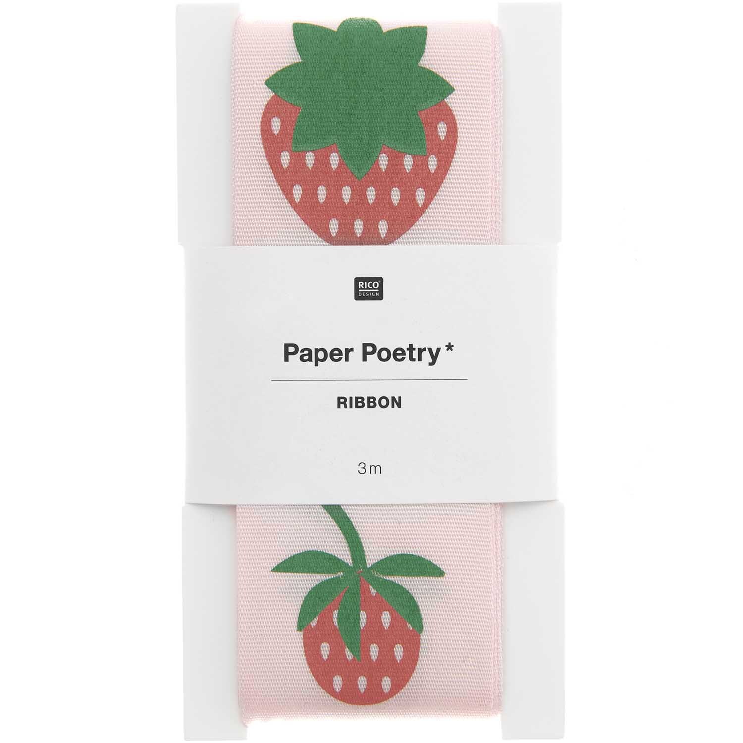Paper Poetry Taftband Erdbeeren 38mm 3m von Rico Design