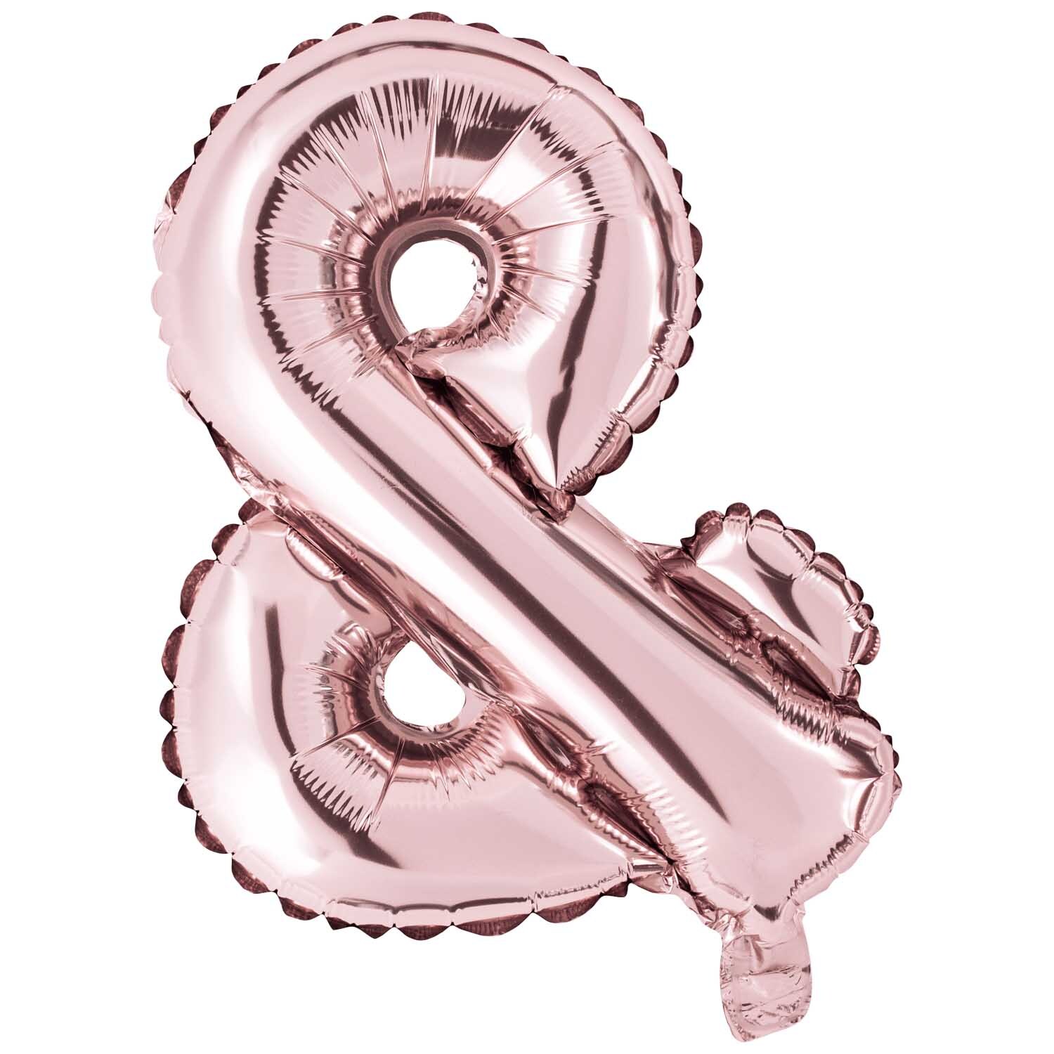 Folienballon Zeichen & 36cm in Rosa von Rico Design, geformt als glänzendes Ampersand.