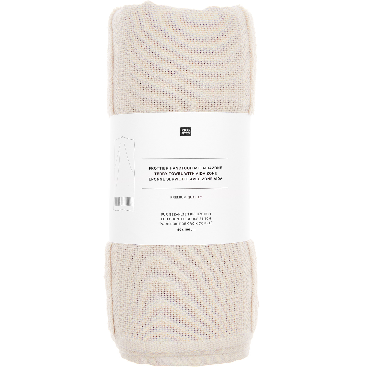 Handtuch 50x100cm, GOTS Farbe Hellbeige von Rico Design