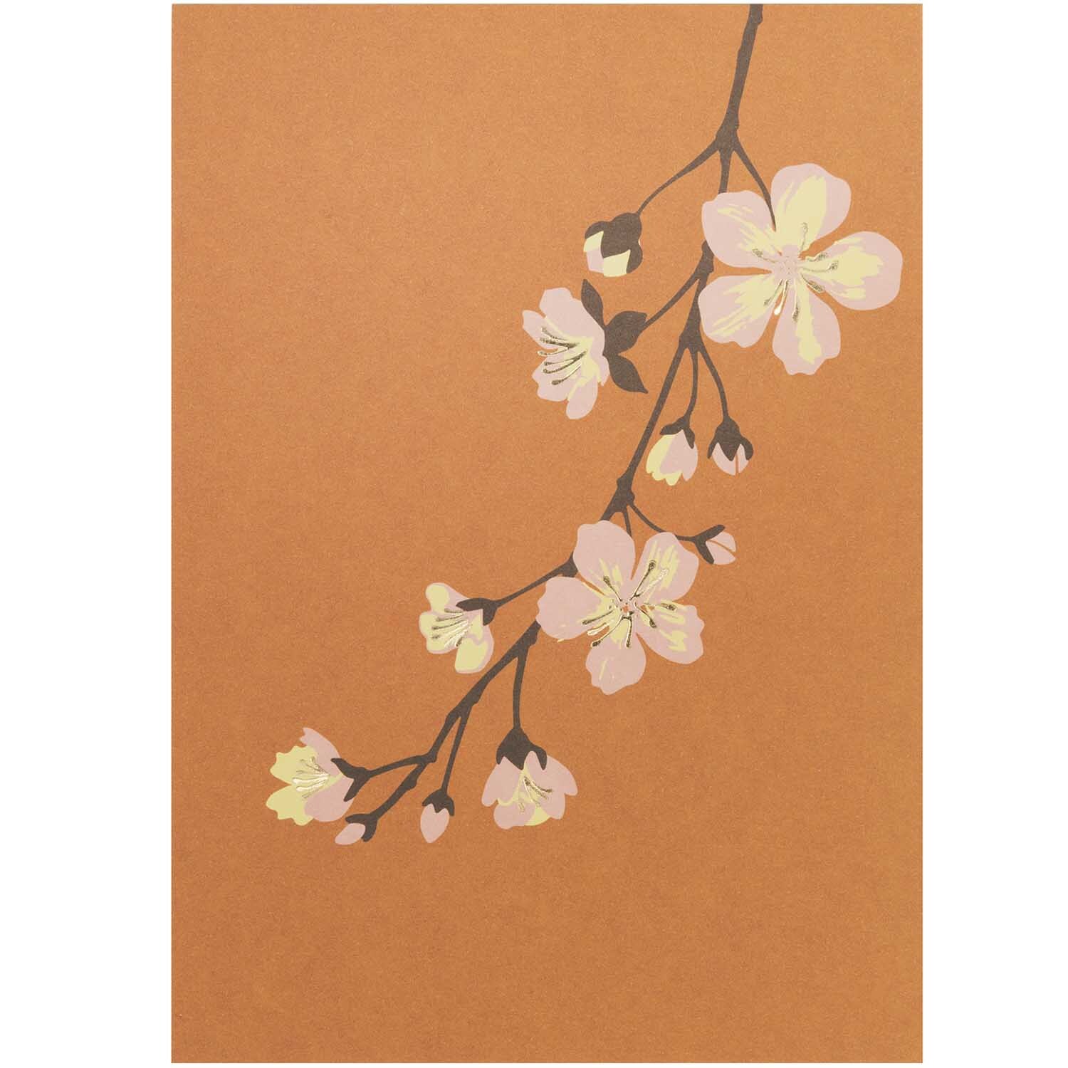 Paper Poetry Postkartenblock Blumen 15 Stück: Blütenzweig auf braunem Hintergrund von Rico Design. Ideal für kreative Grußkarten.