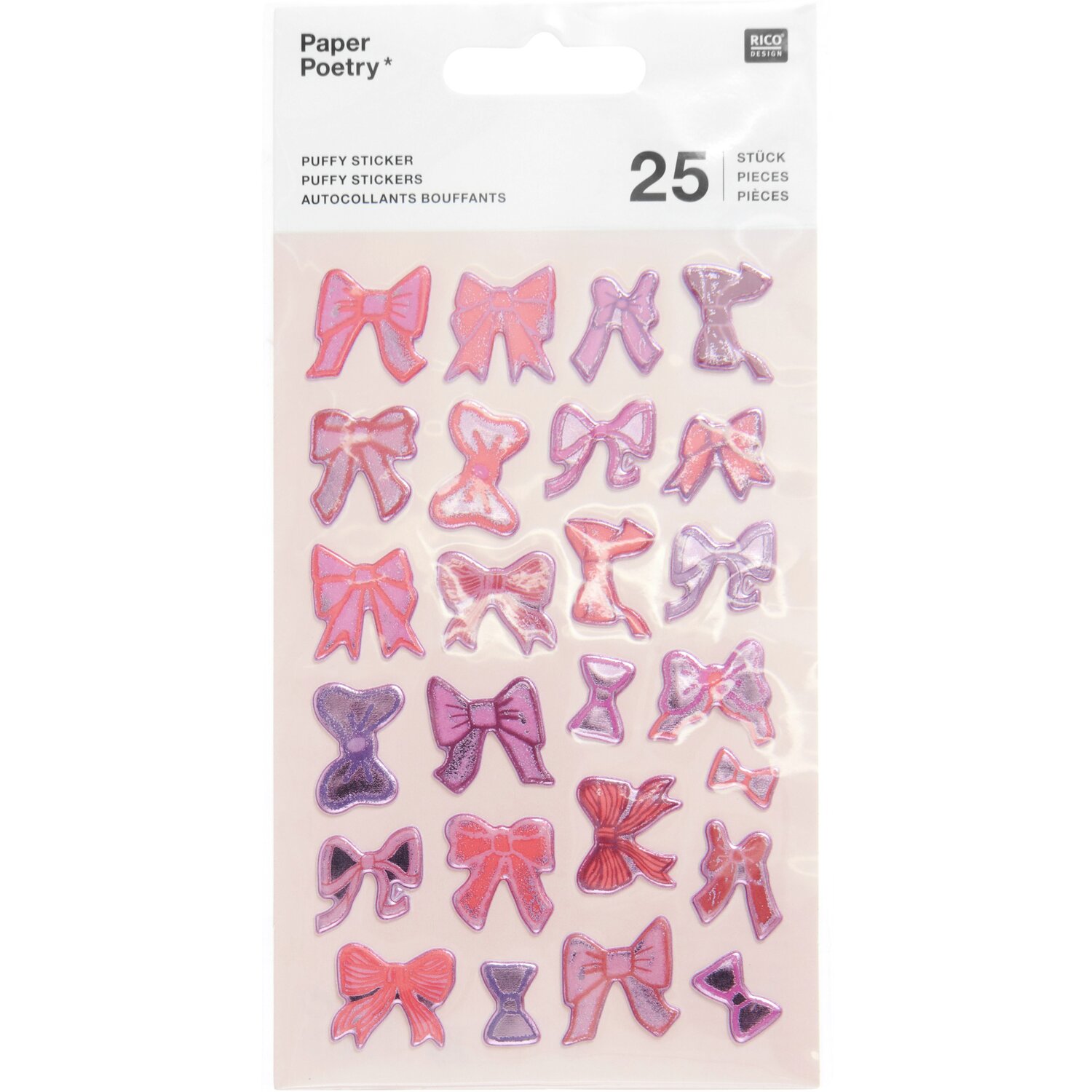 Paper Poetry Puffy Sticker La Vie en Rose Schleifen 1 Blatt von Rico Design