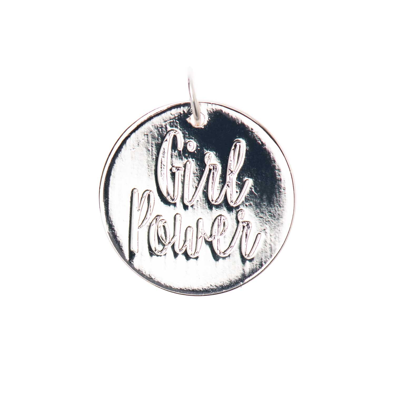 Mix it Up - Schmuckanhänger mit "Girl Power"-Gravur in Silber von Rico Design, rund und elegant.