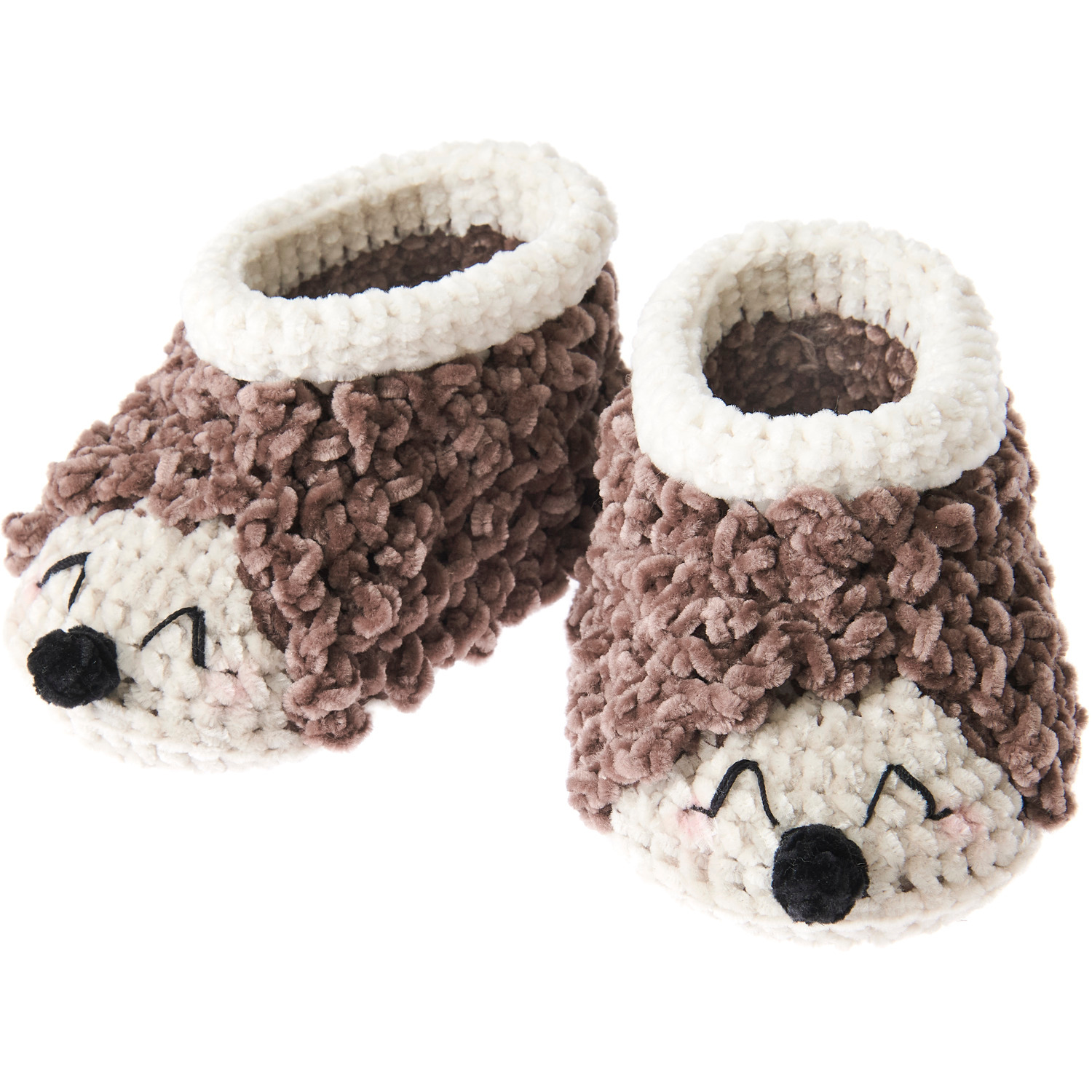 Ricorumi Häkelset Baby Booties Igel: Niedliche, braun-weiße Häkel-Babyschuhe in Igel-Design von Rico Design. Ideal für kreative Handarbeitsprojekte.
