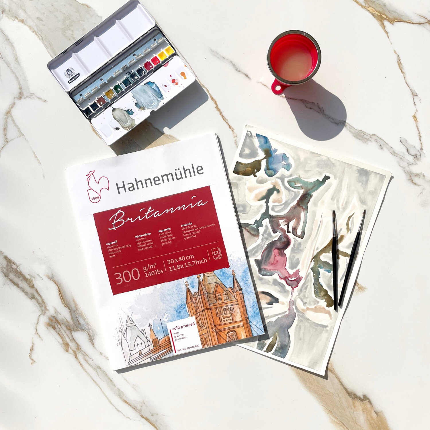 Aquarellblock Britannia matt 300g/m² 12 Blatt Größe 24x32cm von Hahnemühle FineArt 