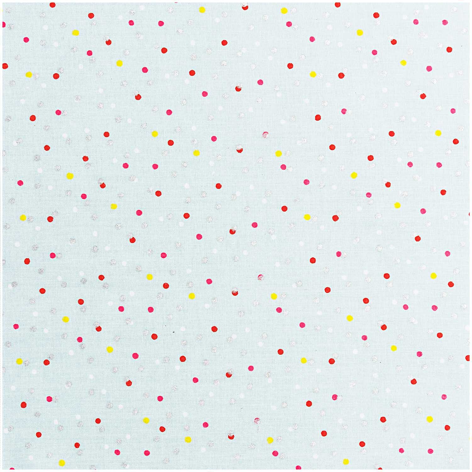 Stoff mint Konfetti neon-silber 140cm mit bunten Punkten auf hellem Hintergrund von Rico Design.