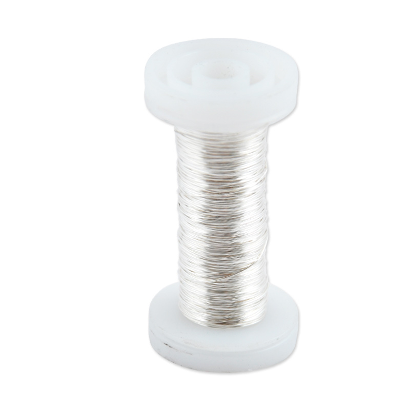 Schmuckdraht silber 0,4mm 40m auf weißer Spule, ideal für kreative Schmuckprojekte. Marke: preissler.