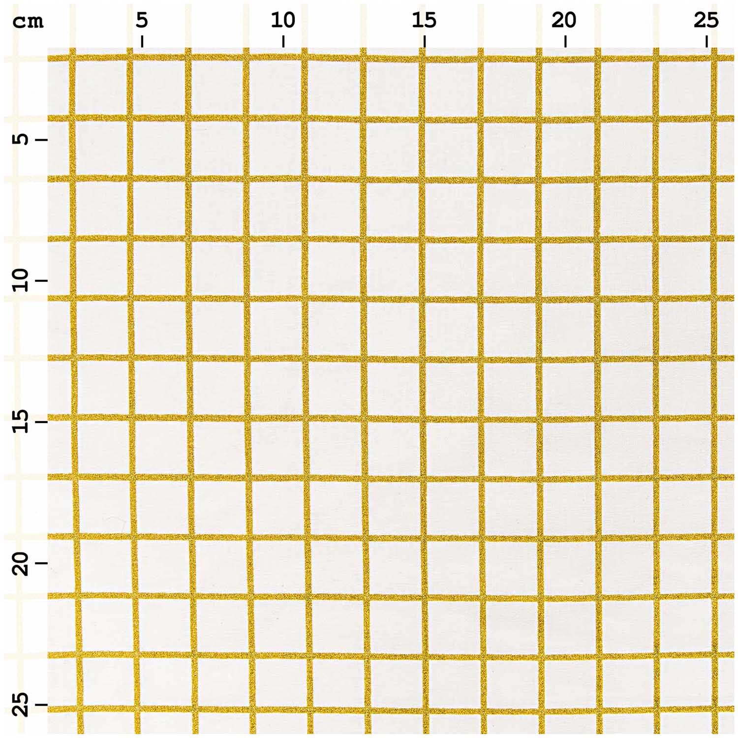 Stoff Karo klein weiß-gold 140cm beschichtet von Rico Design