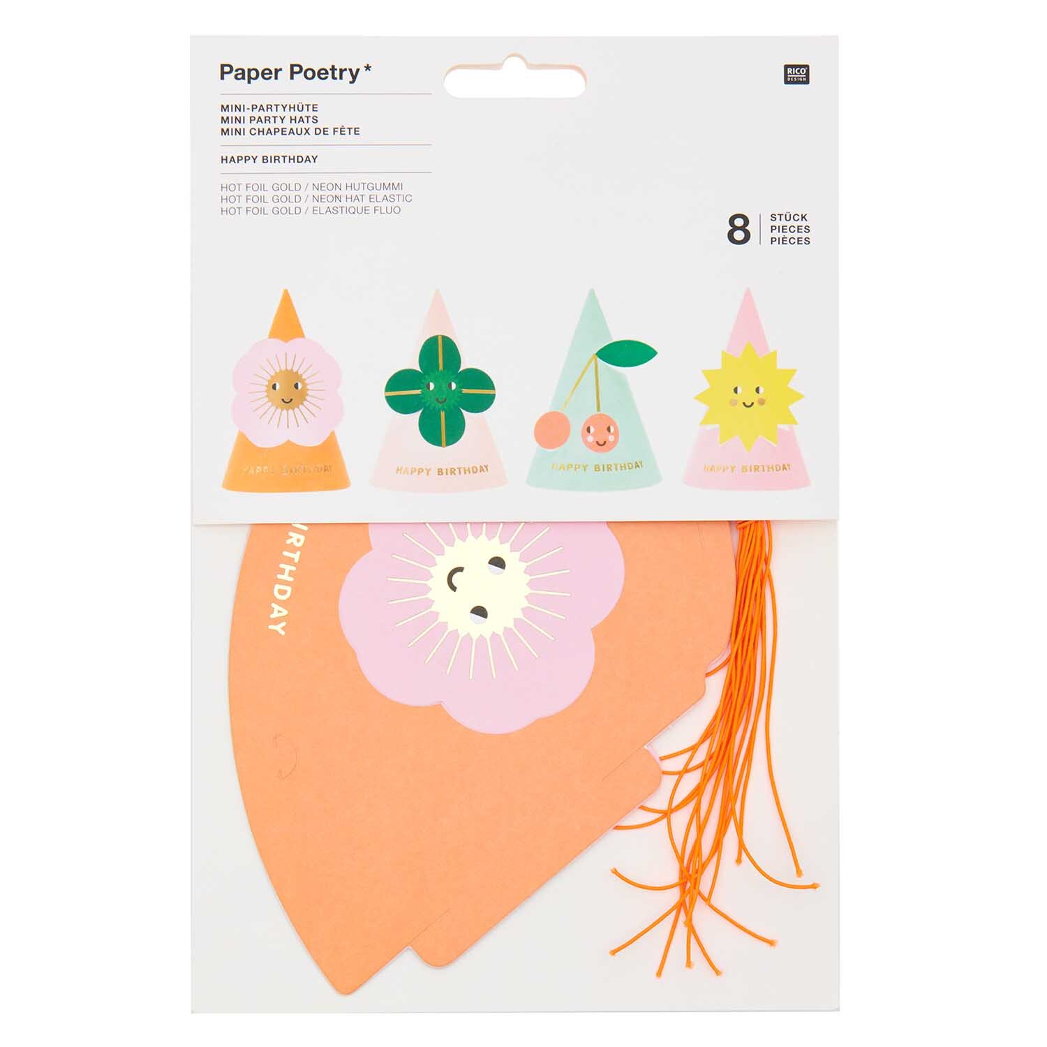 Paper Poetry Mini Partyhüte Happy Birthday 12cm von Rico Design