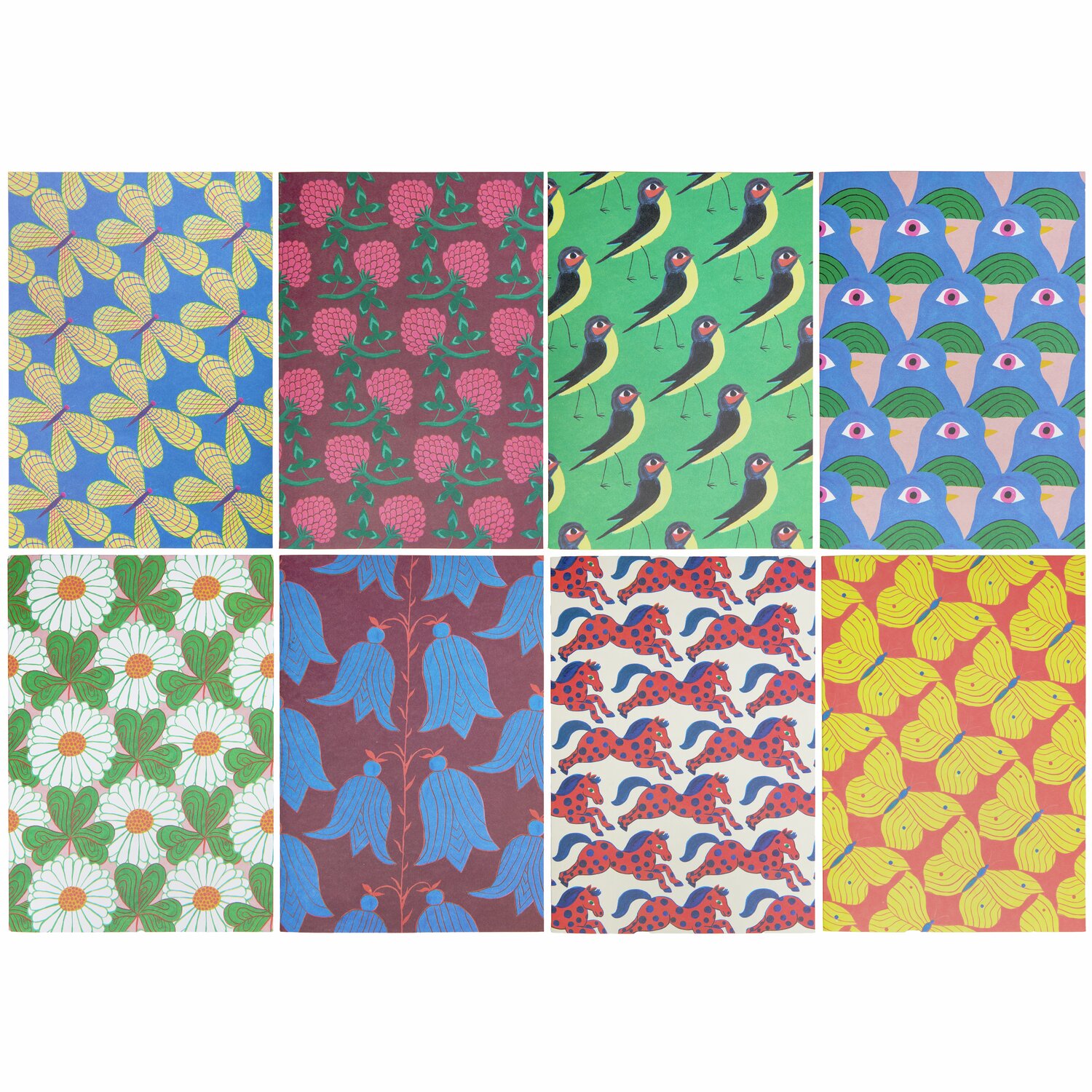Kartenset Midsommar Magic B6 mit bunten, floralen und tierischen Mustern von Rico Design.