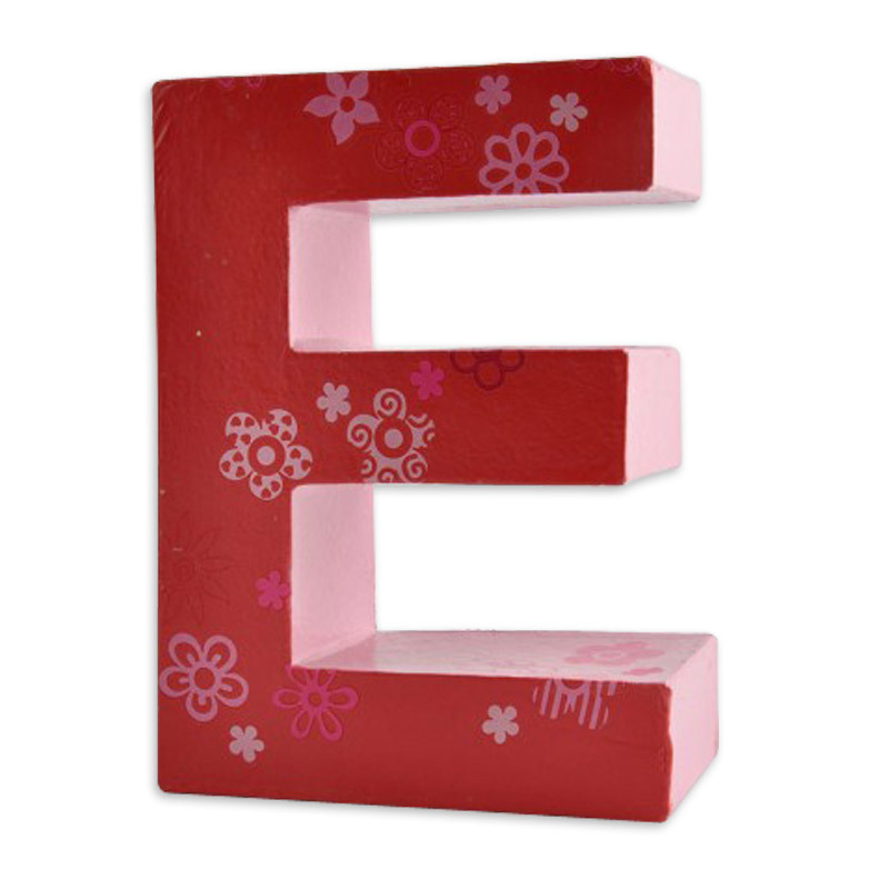 3D Papp-Buchstaben stehend: Roter Buchstabe E mit floralen Mustern von Rico Design.