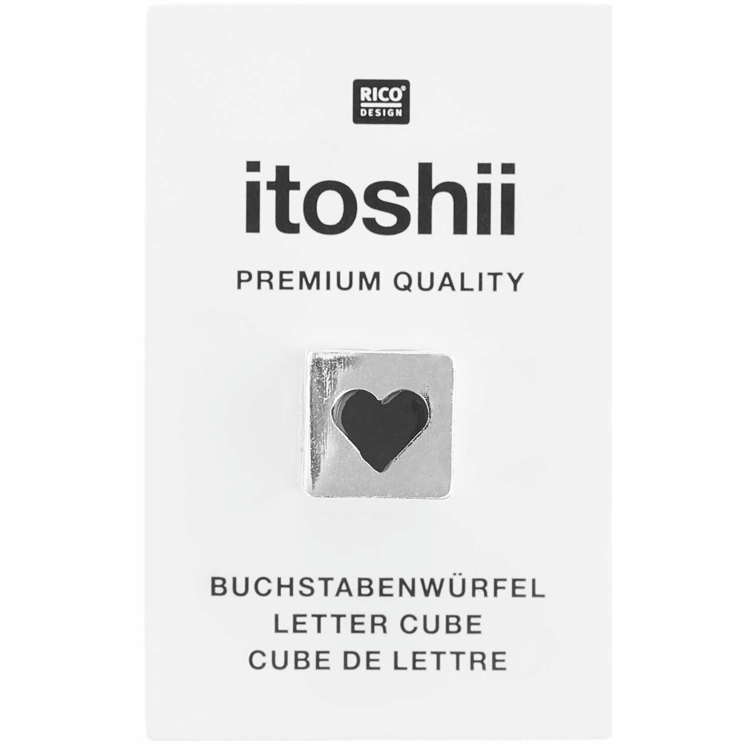 itoshii - Ponii Beads Würfel Herz silber 10x10x10mm von Rico Design