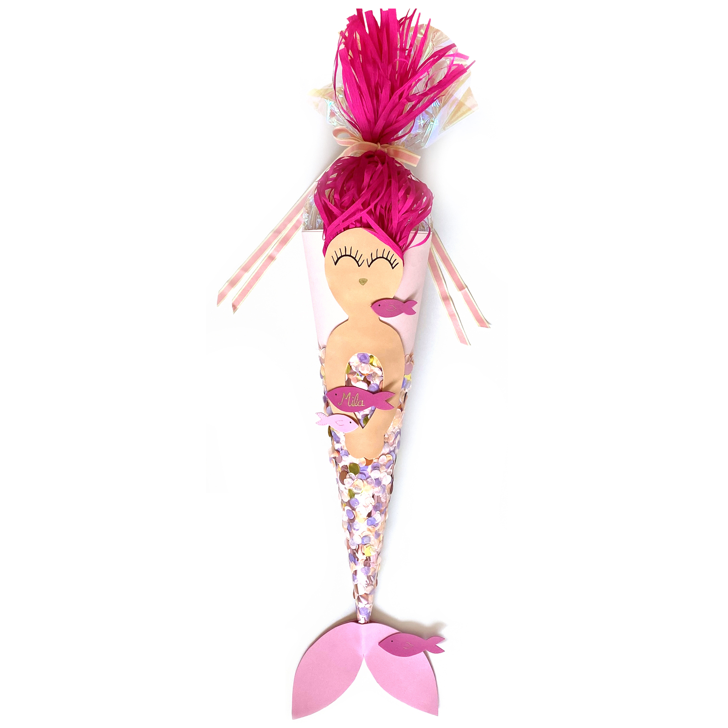 Bastelset Schultüte Meerjungfrau: Kreatives Set von Rico Design mit pinker Meerjungfrau und Glitzer.