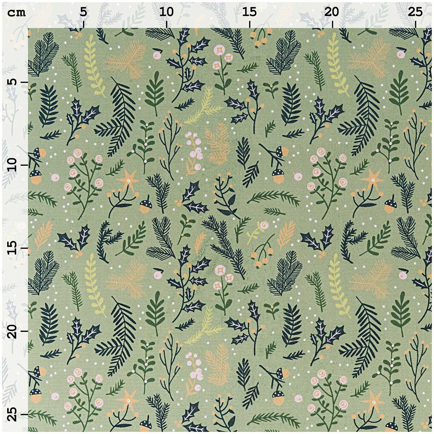 Stoff grün Zweige mit gold 140cm von Rico Design