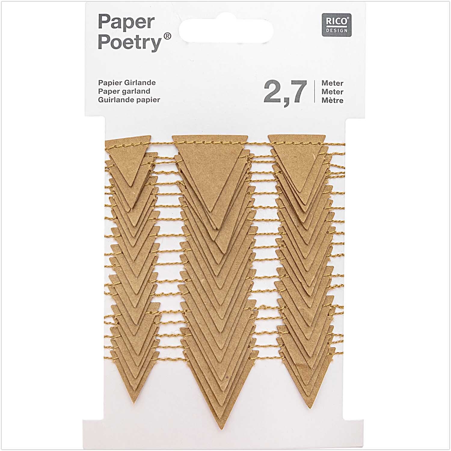 Paper Poetry Girlande Wimpel braun Papier 2,7m von Rico Design
