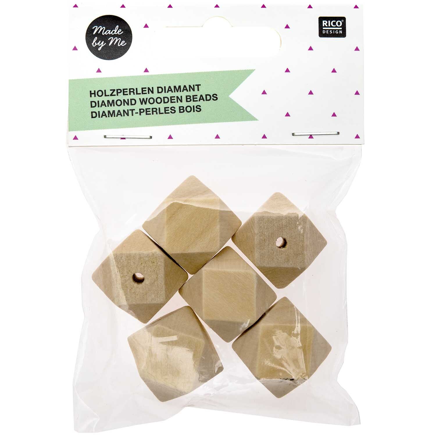 Holzperlen Diamant 2x2x2cm 6 Stück von Rico Design