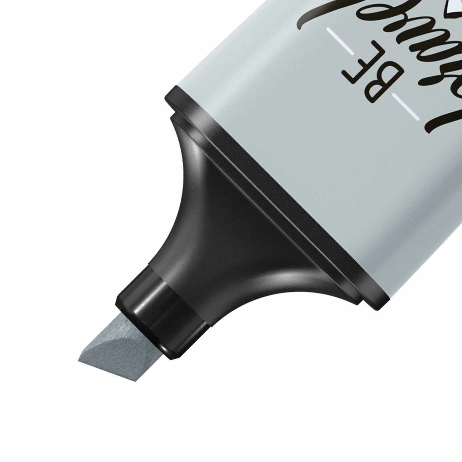 Textmarker Boss Mini Pastelllove Edition von STABILO, grauer Marker mit abgeschrägter Spitze, designed von Hannah Rabenstein.
