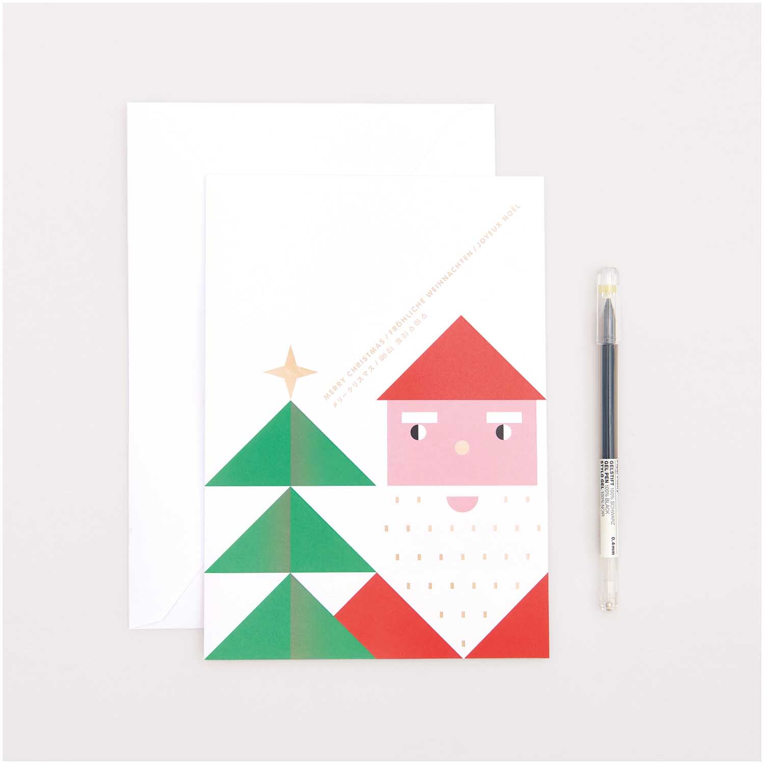 Paper Poetry Kartenset mit Weihnachtsmann-Motiv und Tannenbaum, 16-teilig, von Rico Design.
