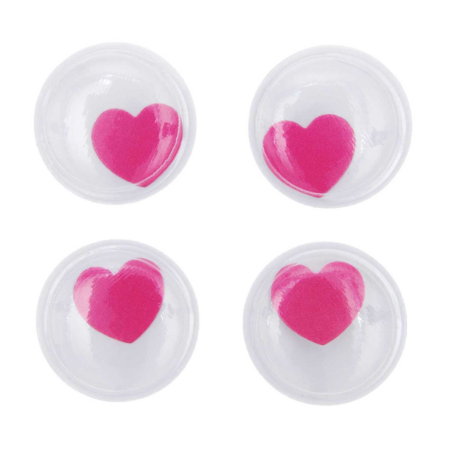Wackelaugen Herzen 35mm 4 Stück von Rico Design in Pink, ideal für kreative Bastelprojekte.