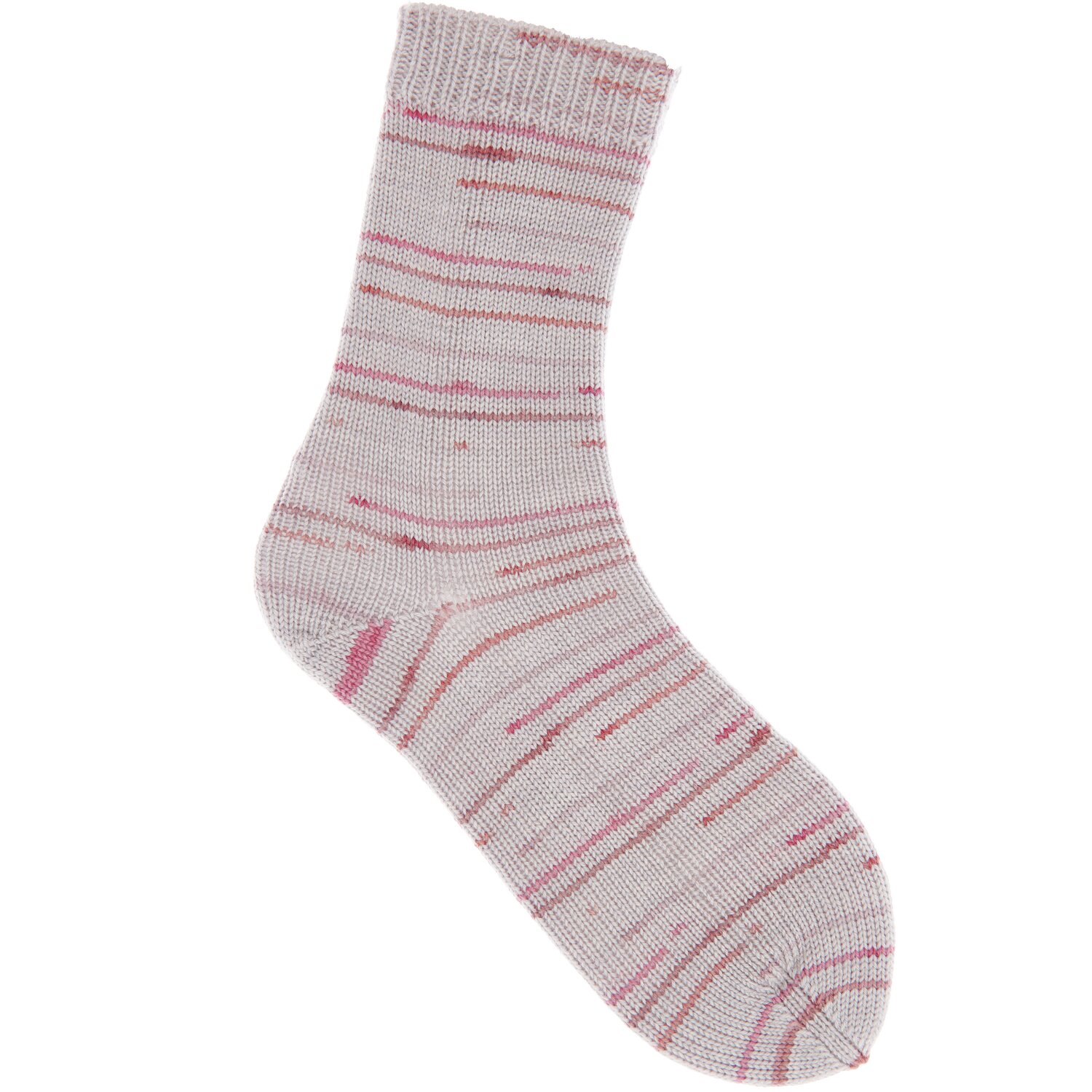Superba Cashmeri Luxury Socks 4fädig in Beere von Rico Design, gestrickt, zeigt feine Streifenmuster. Ideal für stilvolle, warme Füße.