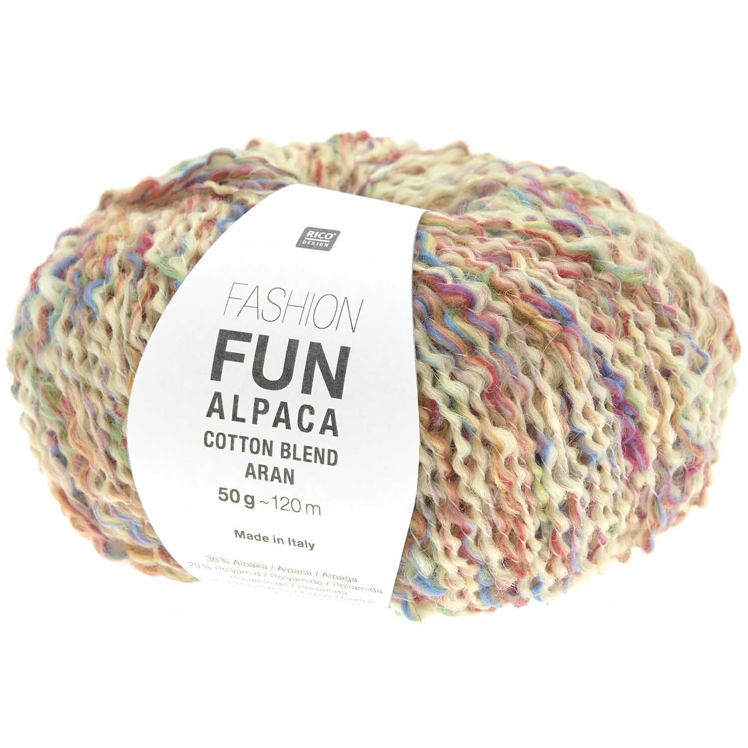 Strickset Pullover Modell 27: Bunte Alpakawolle von Rico Design, ideal für kreative Strickprojekte.