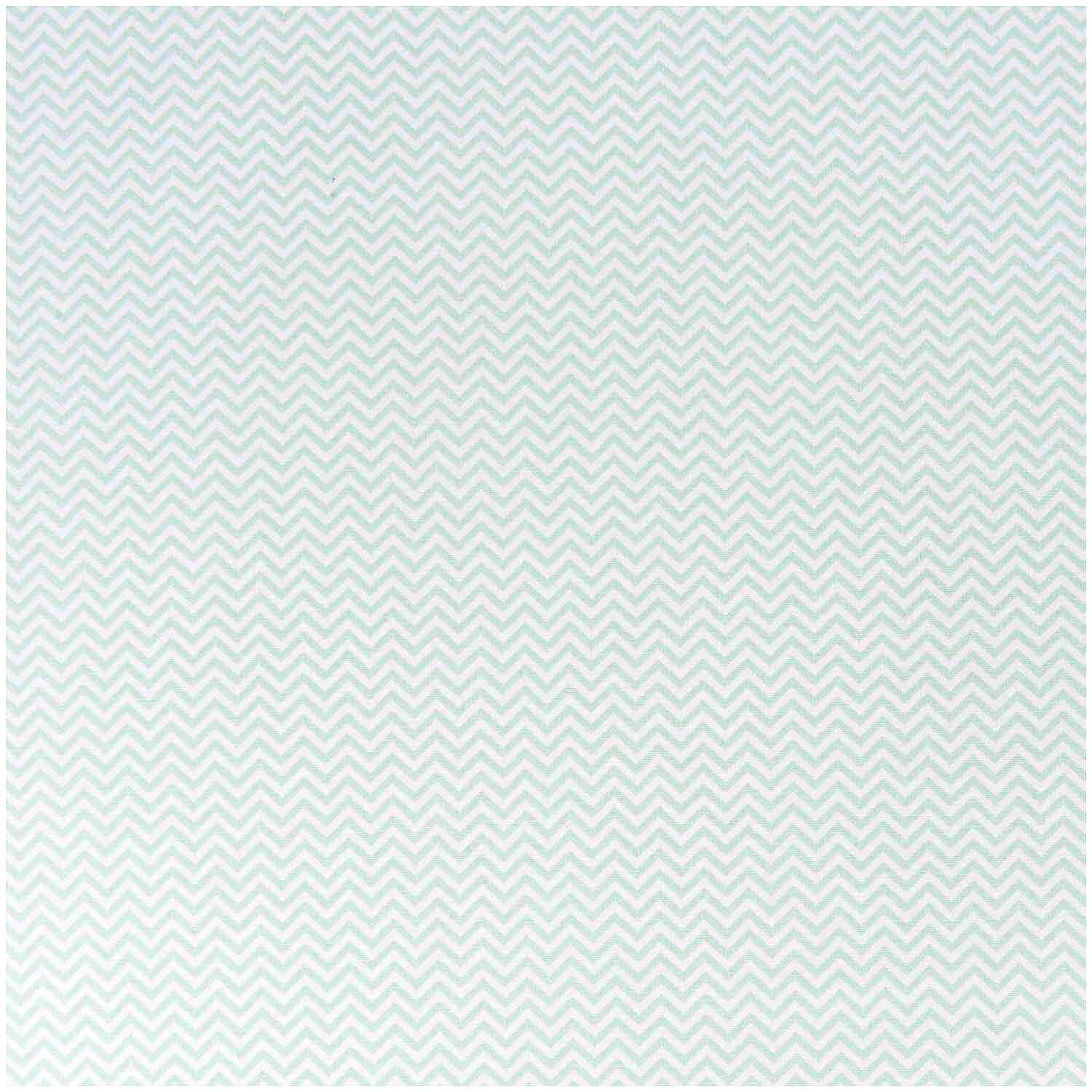 Stoff Zickzack weiß-mint 50x140cm von Rico Design mit Zickzack-Muster in sanften Tönen. Ideal für kreative Nähprojekte.