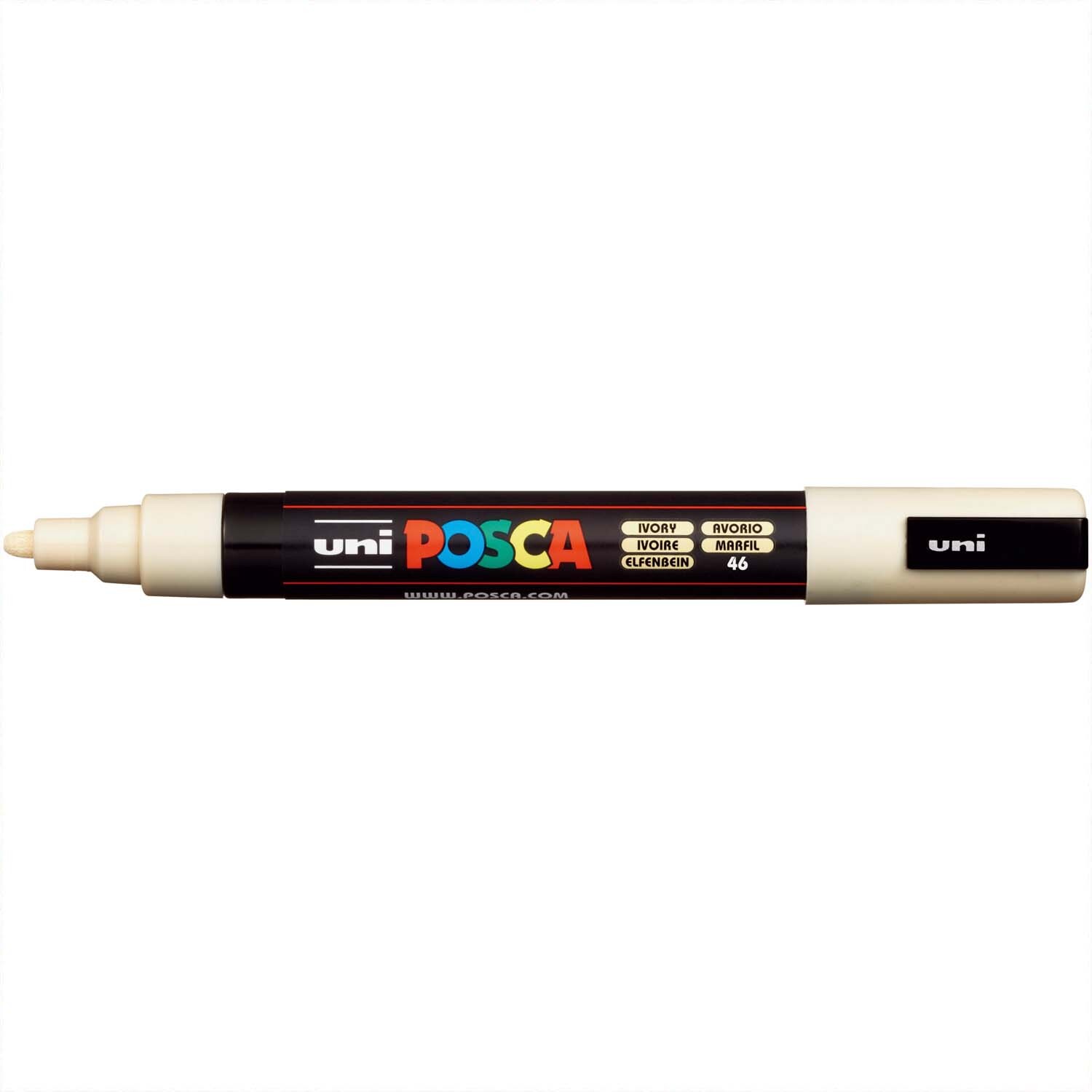 POSCA-Marker PC-5M 1,8-2,5mm in Elfenbein von uni, ideal für präzises Zeichnen und Schreiben.