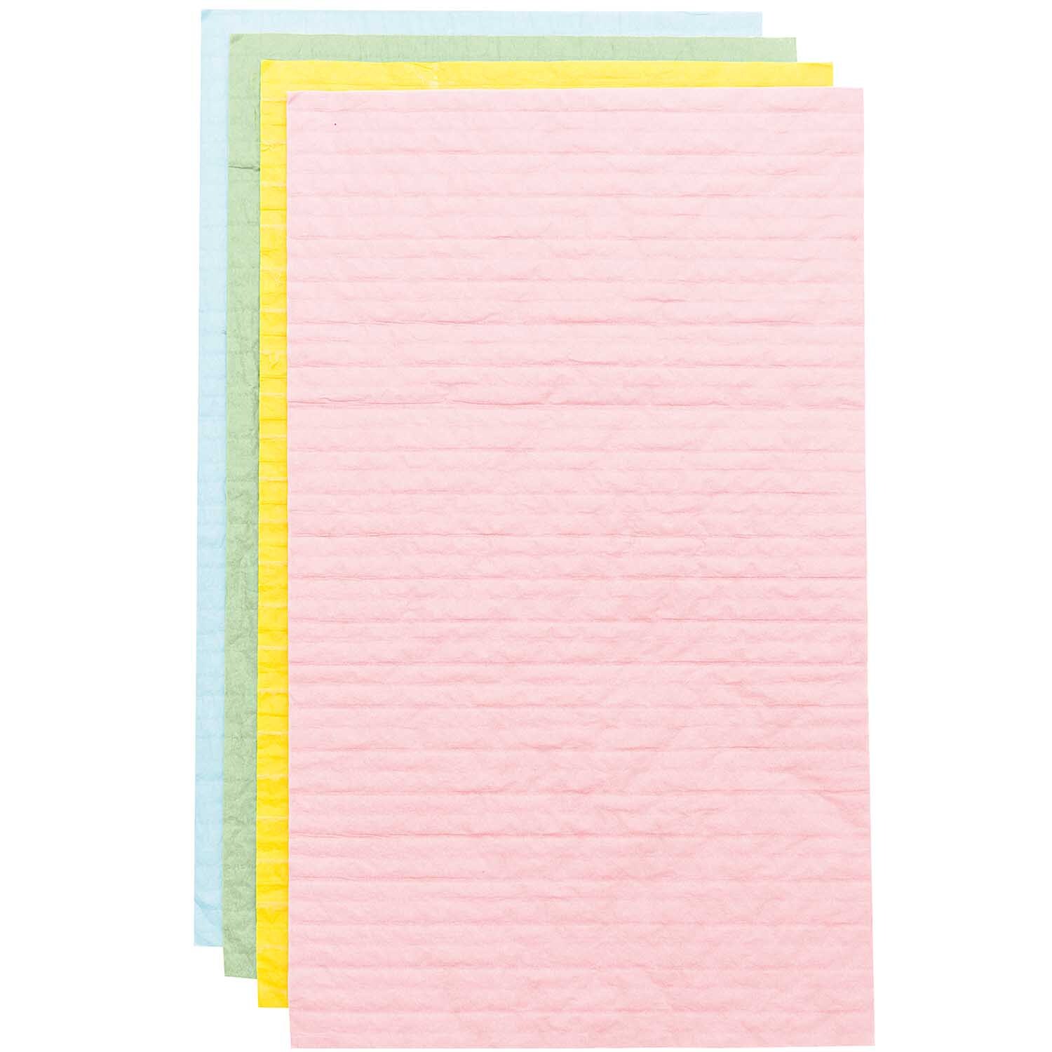 Wabenpapier pastell Mix 20x33cm 4 Bogen von Rico Design zeigt vier farbige Bögen in Pastelltönen.