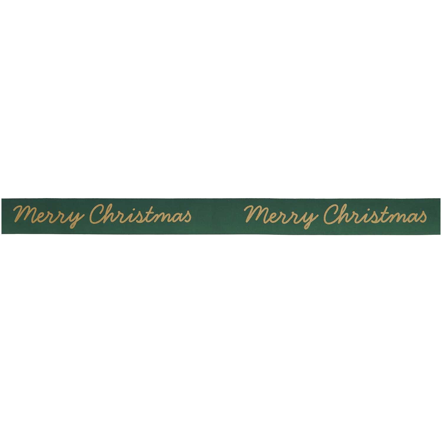 Paper Poetry Taftband Merry Christmas: Grünes Band mit goldener Schrift "Merry Christmas", 38mm breit, 3m lang, von Rico Design.