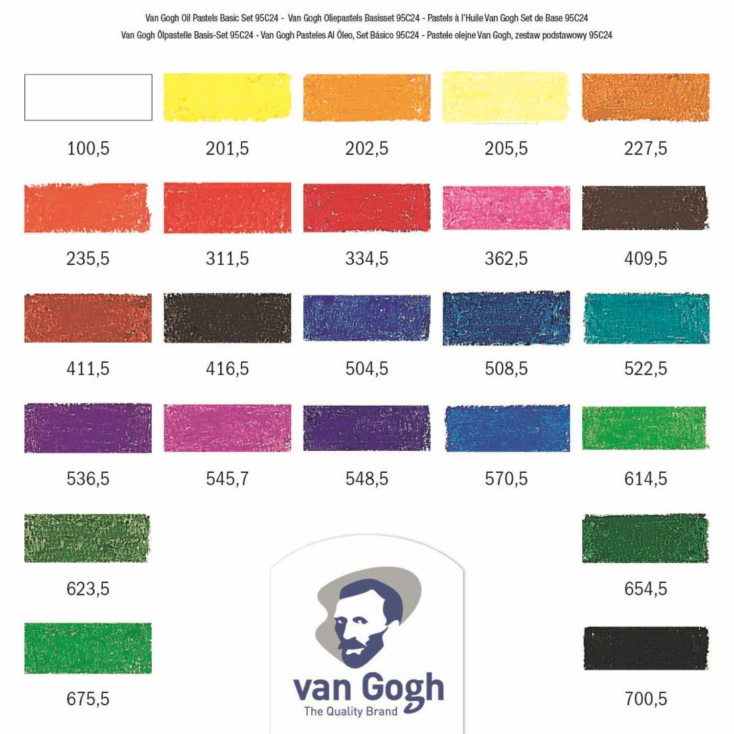Öl-Pastelle Set 24 Farben: Mehrfarbige Pastellstifte von van Gogh, ideal für kreative Kunstprojekte.