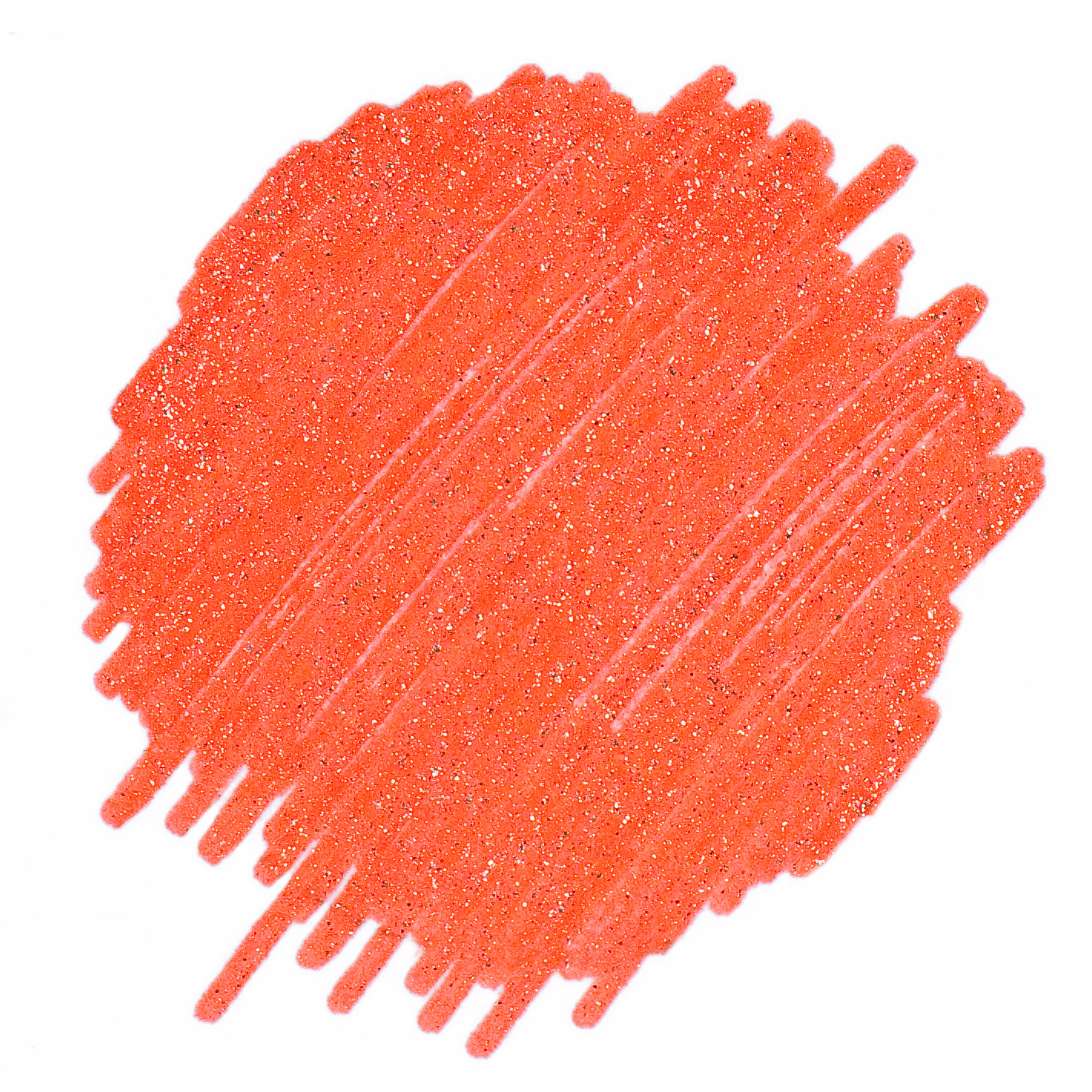 Gelstift Glitter 1mm von Rico Design in Orange, zeigt eine glitzernde, orangefarbene Fläche.