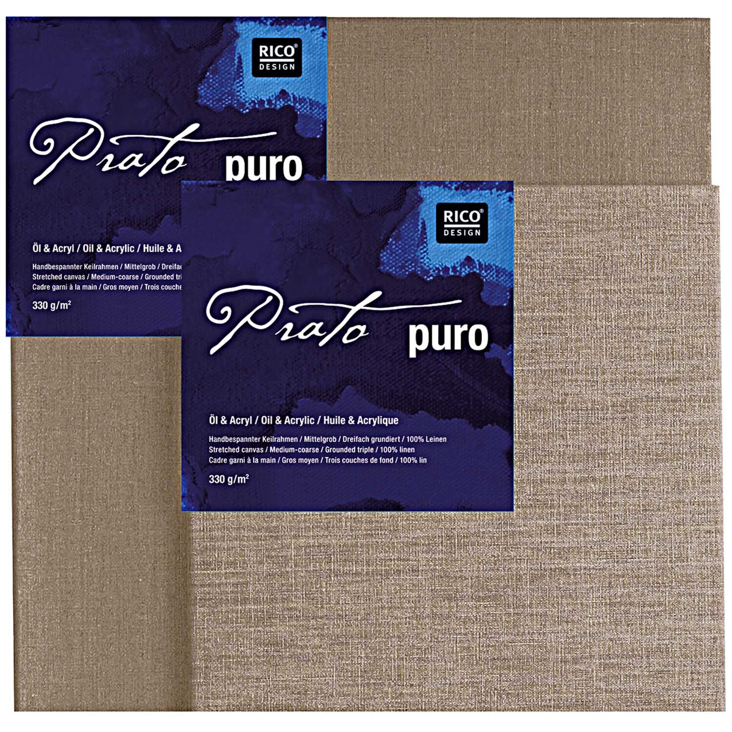 Prato Keilrahmen puro von Rico Design, zwei Leinwände in Naturfarbe, ideal für Öl- und Acrylmalerei.