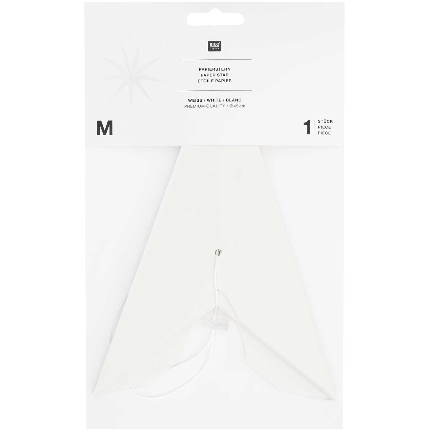 Papierstern auffaltbar 45cm Farbe Weiß von Rico Design