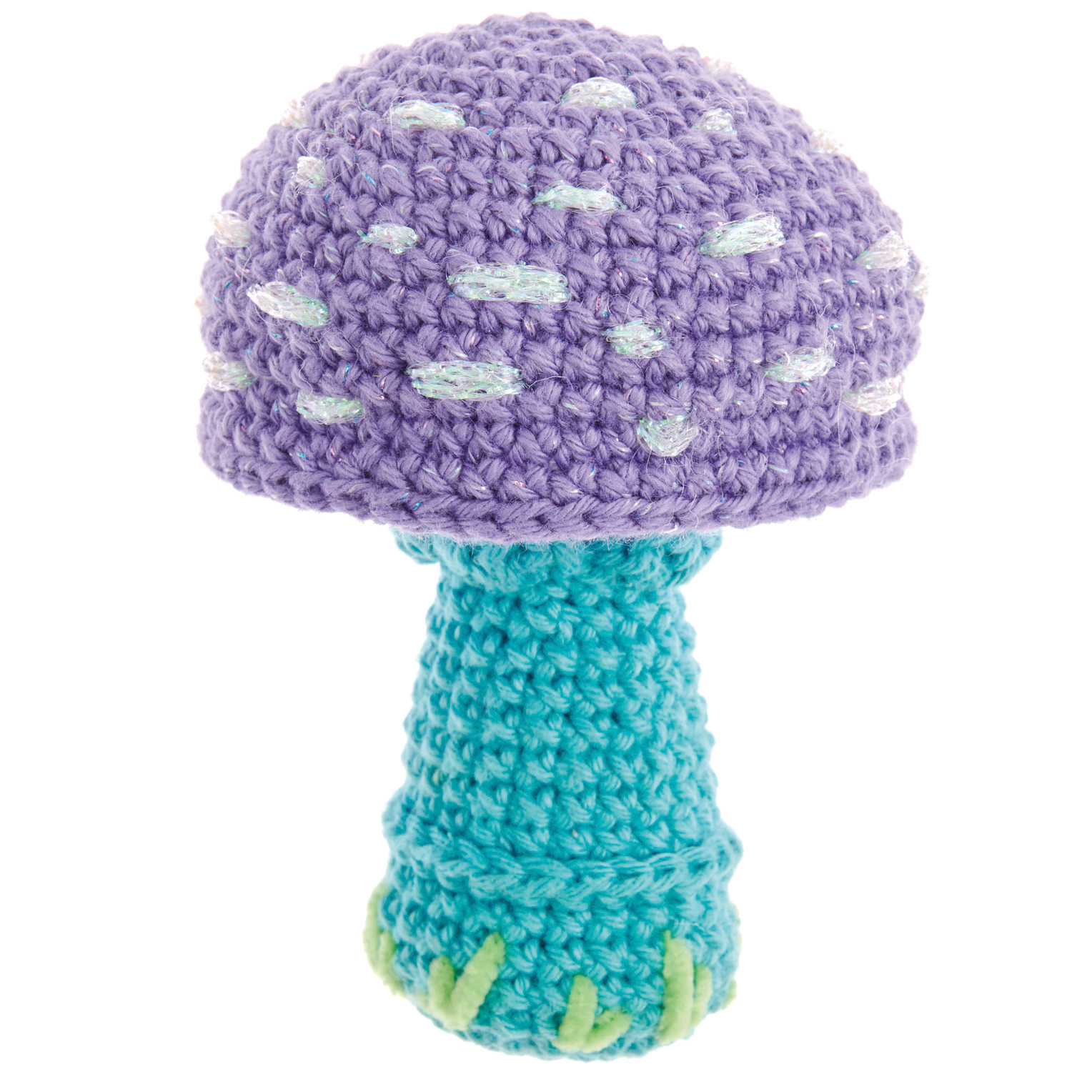 Ricorumi Twinkly Twinkly dk: Gehäkelter Pilz in Lila und Türkis, handgemacht von Rico Design.