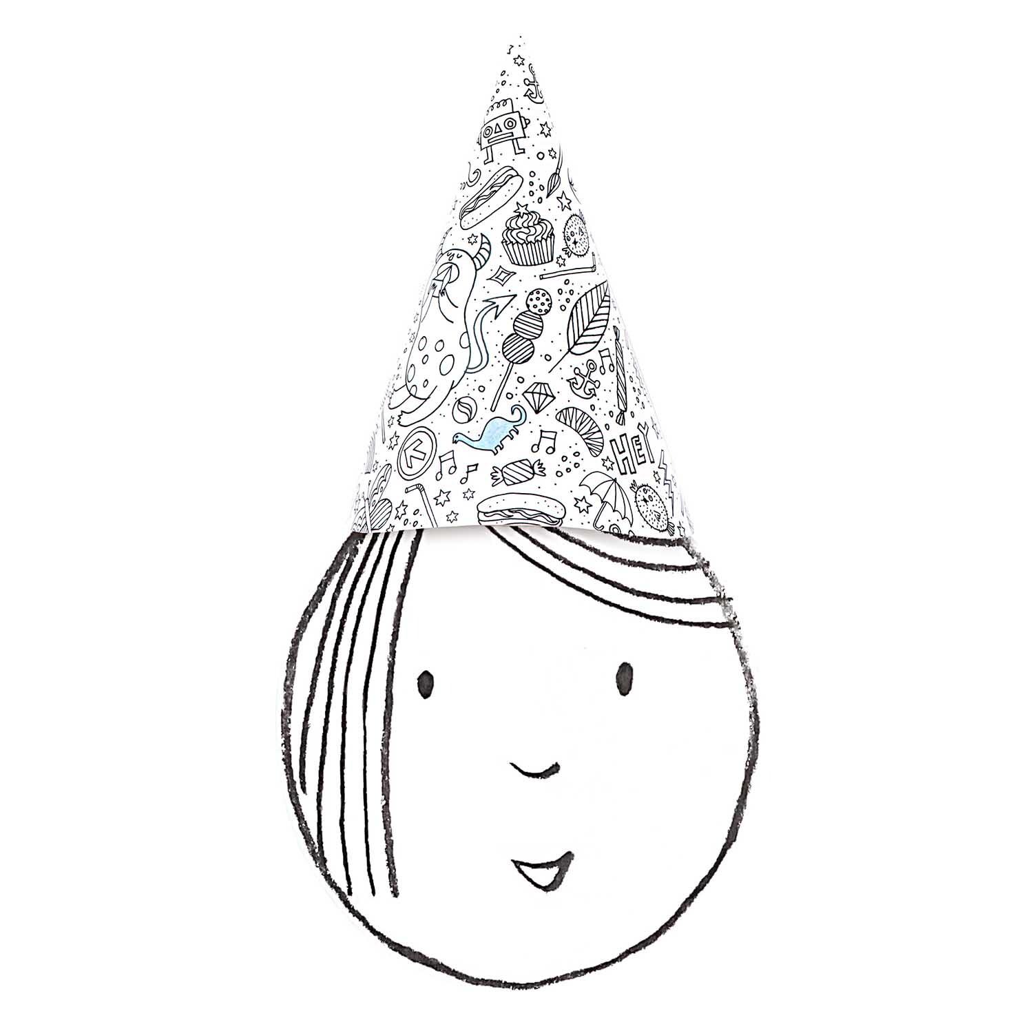 Paper Poetry Partyhüte zum Ausmalen 8 Stück von Rico Design