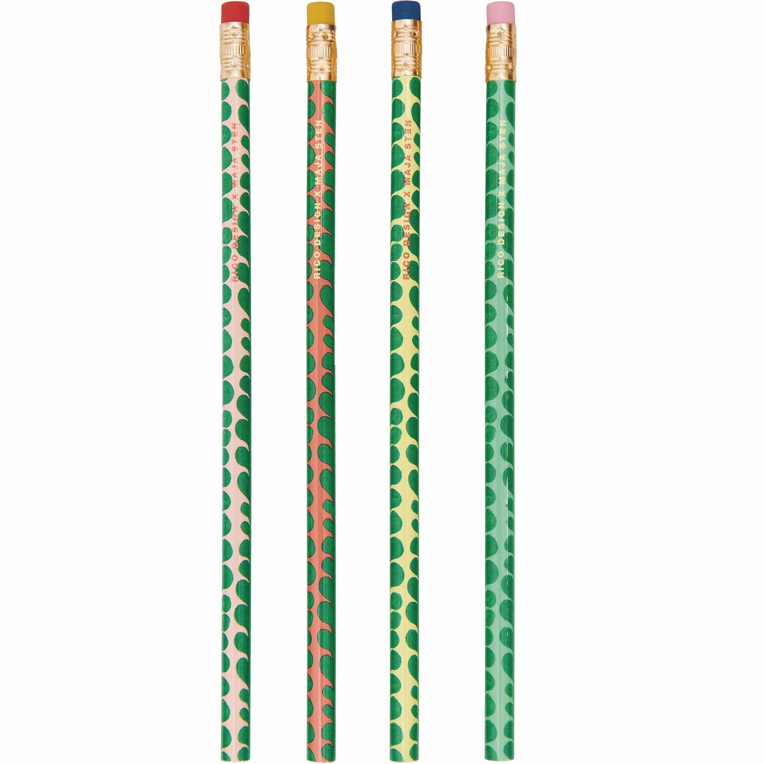 Bleistiftset Midsommar Magic, 4 Stück, farbenfrohe Muster, ideal für kreative Projekte.
