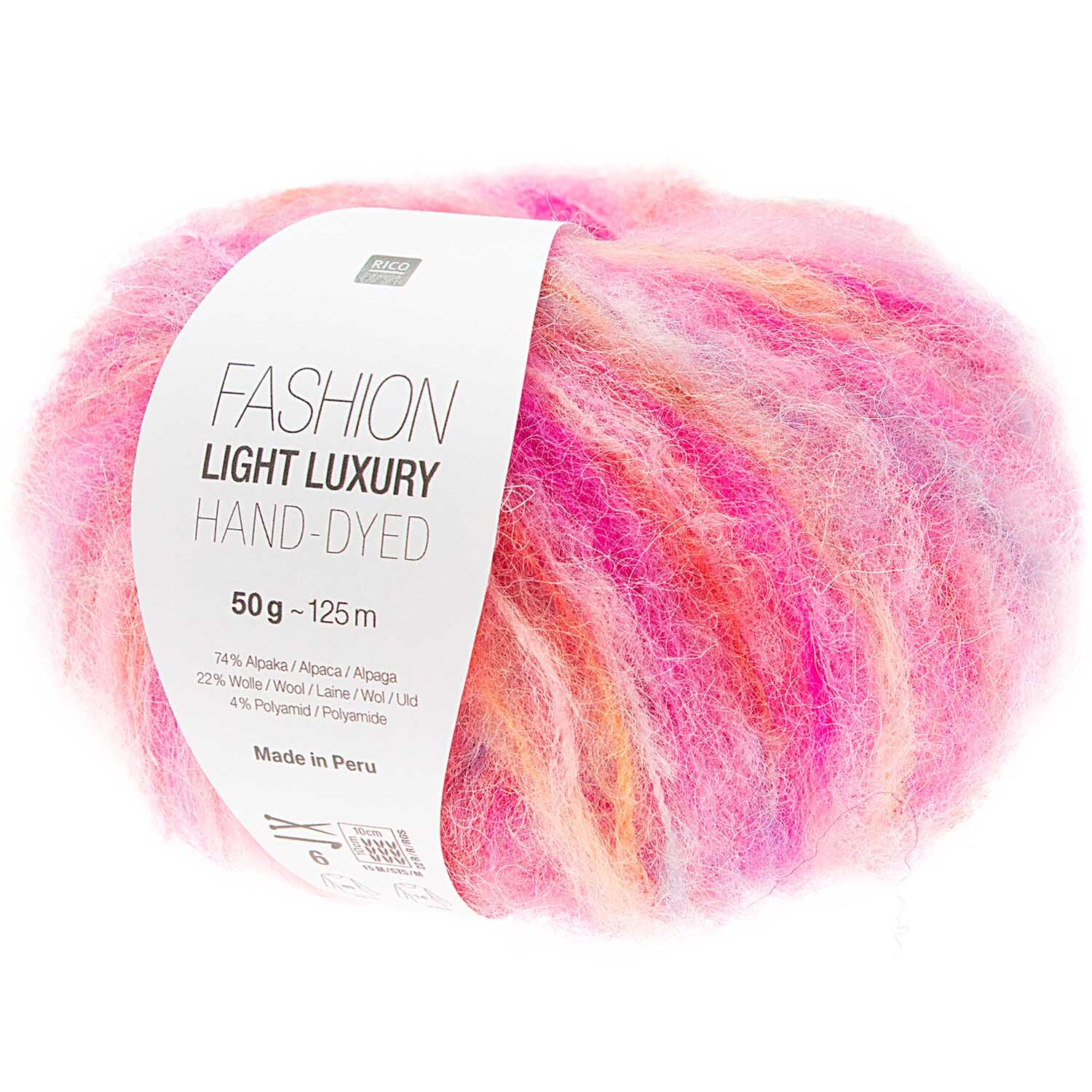 Fashion Light Luxury Hand-Dyed Wolle in Rosa von Rico Design, 50g Knäuel, 125m Länge.
