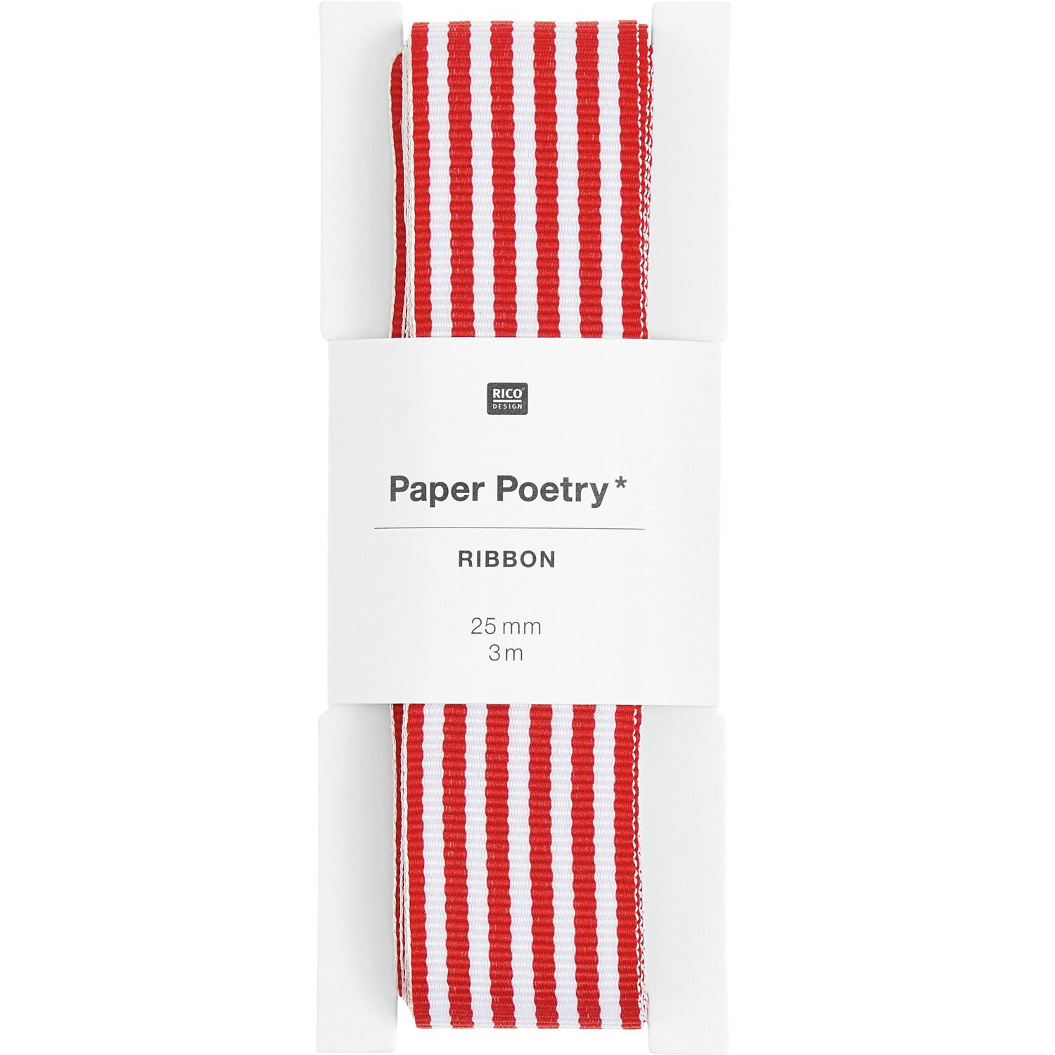 Paper Poetry Webband Duo Streifen Rot/Weiß 25mmx3m von Rico Design