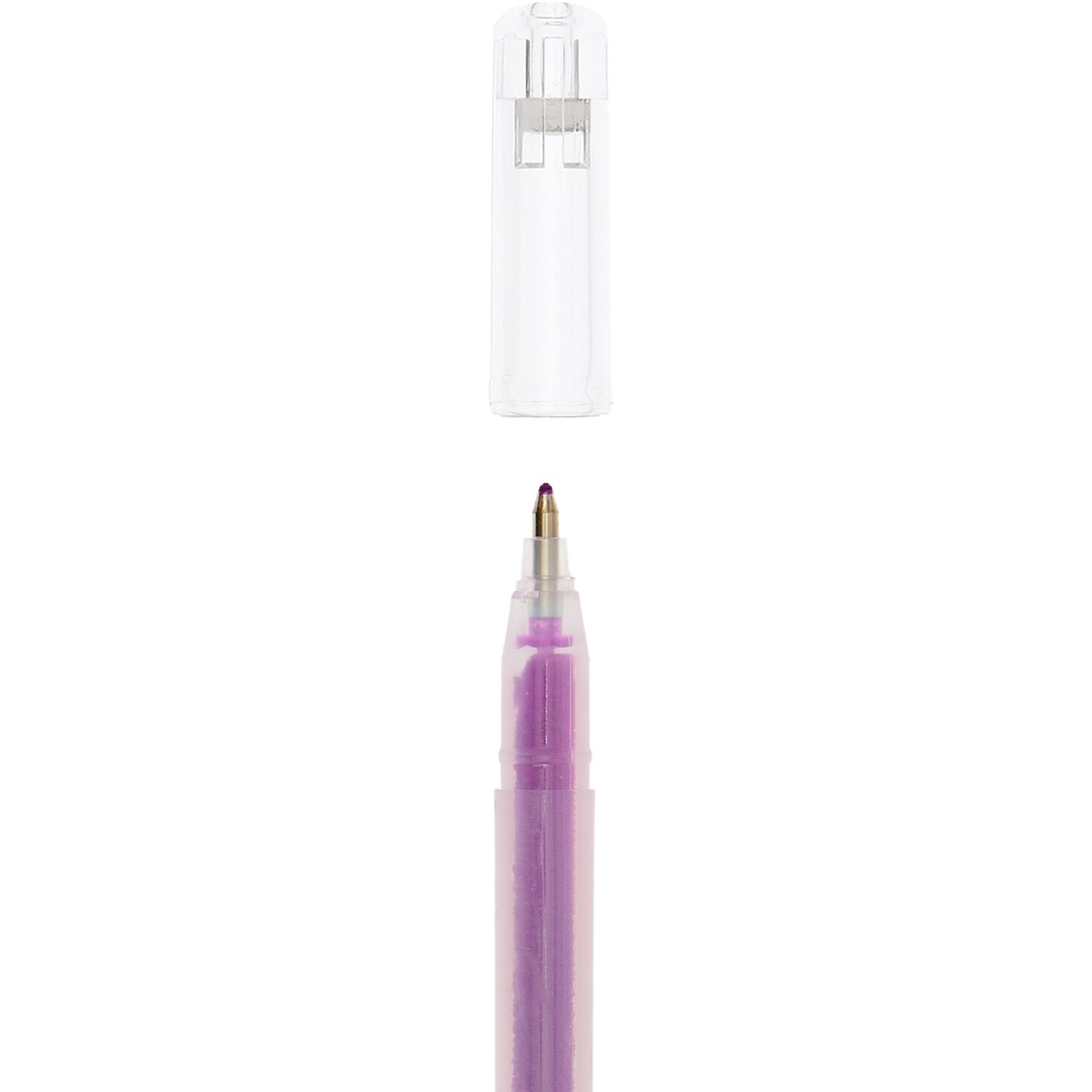 Gelstift Neon 0,8mm in Lila von Rico Design mit transparentem Deckel, ideal für kreative Projekte.